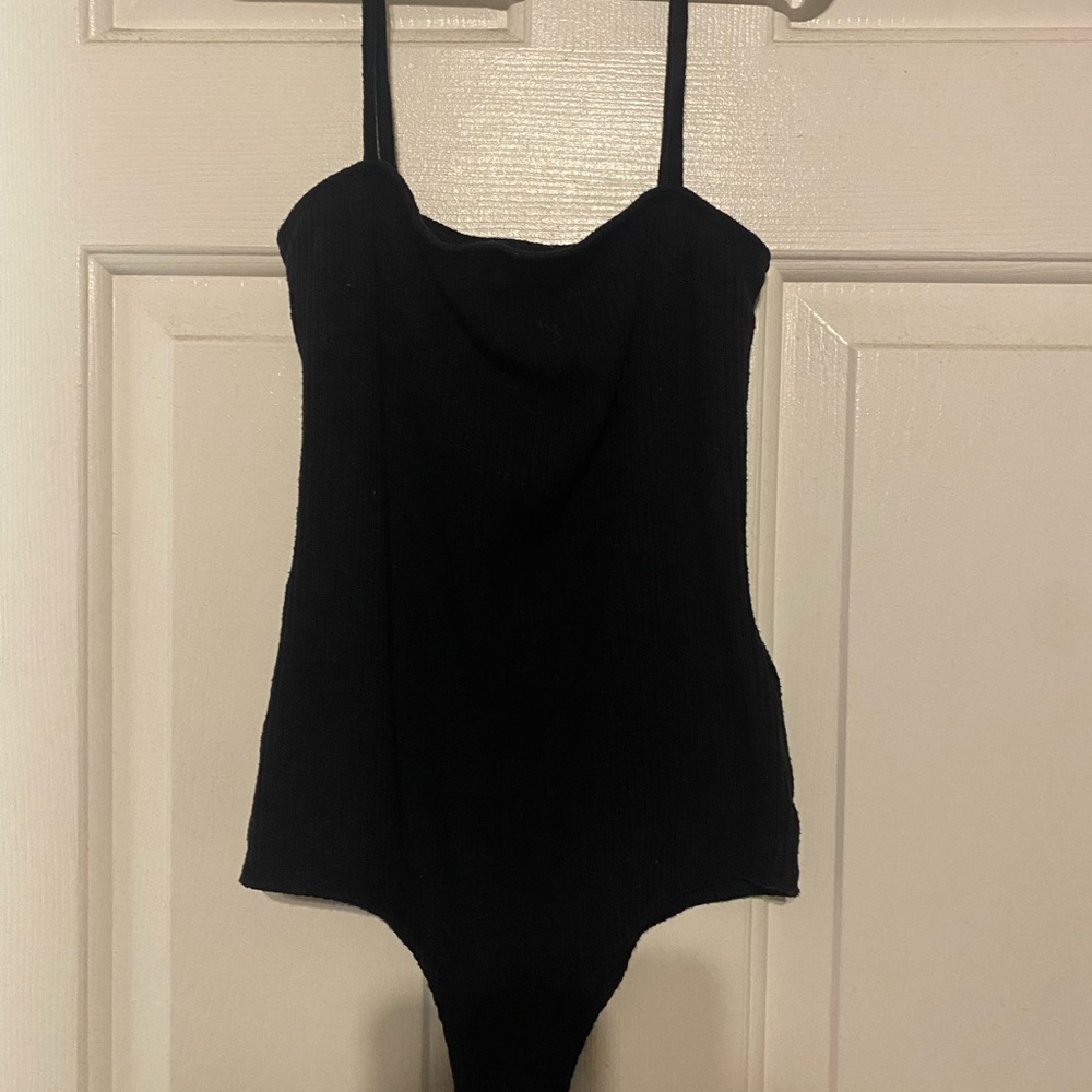 Black Ribbed Bodysuit